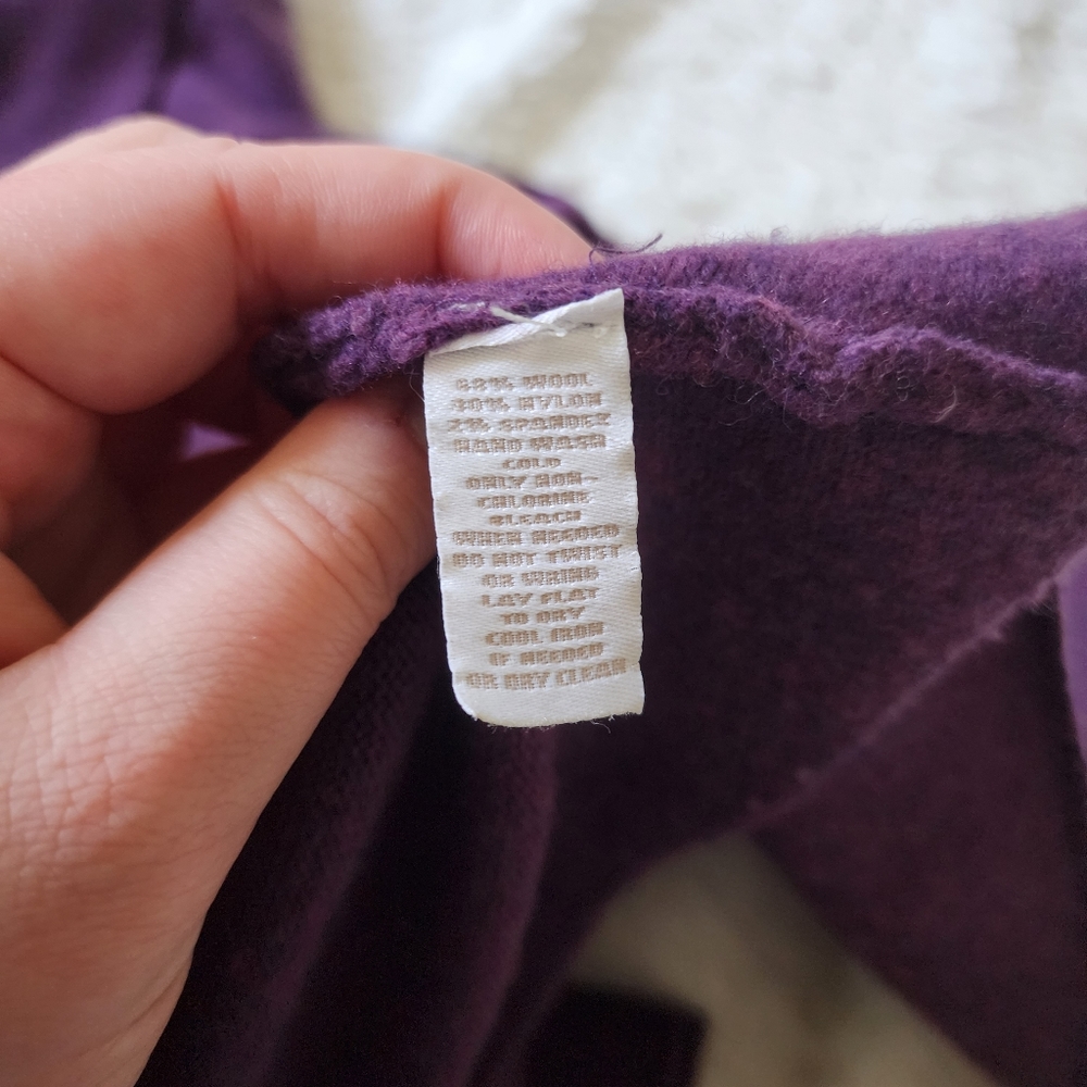 Anthropologie Robin purple wool blend button crossover cardigan sweater Small - Picture 6 of 9
